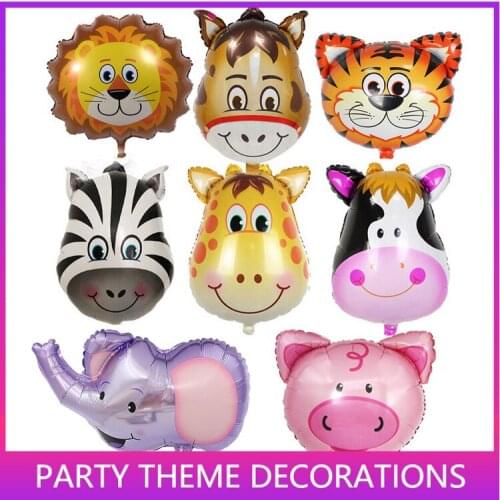 1pcs Tiger Zebra Cow Animal Head Latex Helium Balloon Birthday Party Decoration Kids Forest Theme Party Decoration Ball Happy