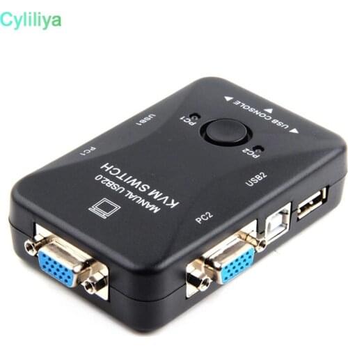 100pcs 2 Ports USB 2.0 Mouse Keyboard KVM Switch Switcher VGA SVGA Switch Box