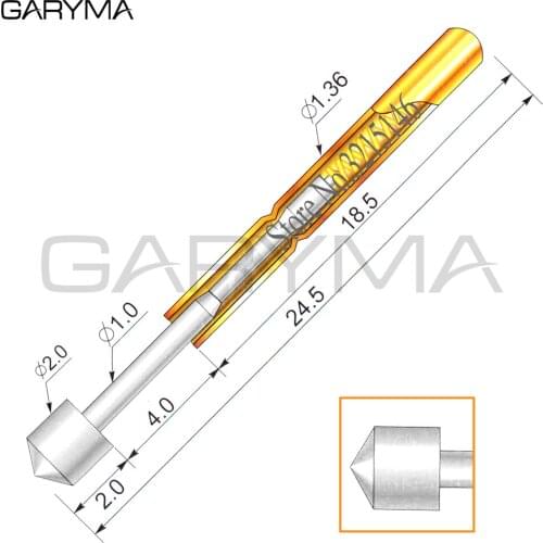 100Pcs P160-E4 Dia 2.0mm Spring Test Probes Pogo Pin Length 24.5mm Stroke Spring Froce:140g Tool