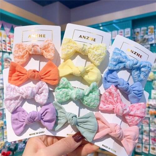 2 Pcs/Set Baby Girls Hair Accessories Hair Clips Kawaii Bow Kids Hairpins Cute Bowknot Children Barrettes Headwear