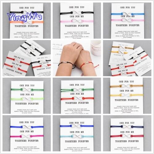2pcs/set Together Forever Love Infinity Bracelet for Lovers Red String Couple Bracelets Women Mens Wish Jewelry Gift