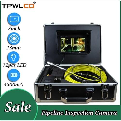 20m Cable 23mm Mini Camera HD 1000TVL CMOS Lens Waterproof Underwater Industrial Pipe Sewer Drain Wall Video Plumbing System 7"