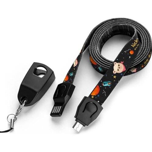 3-in-1 Lanyard Data Cable for iPhone Mobile Phone Android Type-c Braided USB Storage Charging Cable Data Cable