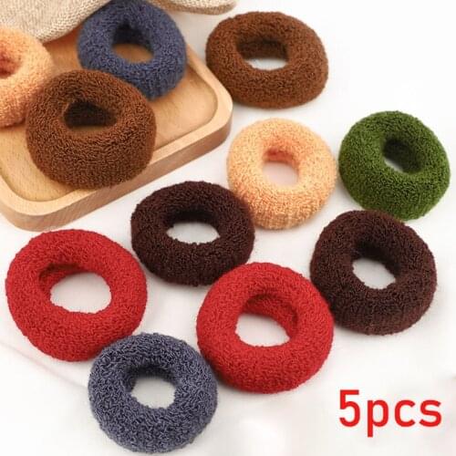 5pcs Thick Hair Bands for Girls Ponytail Holder Kids Candy Color Hairbands Hair Accessories Rubber Band Scrunchie Hair Ties Rope