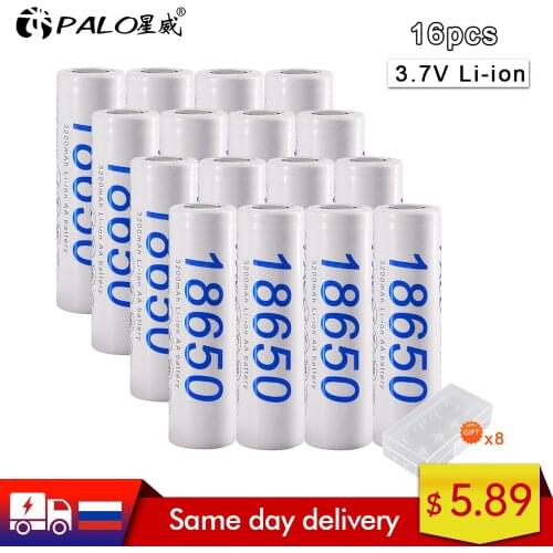 PALO 1-16pcs 3.7V Battery 18650 Rechargeable battery 18650 lithium li ion 3200mAh 18650 li-ion battery for Flashlight batteries