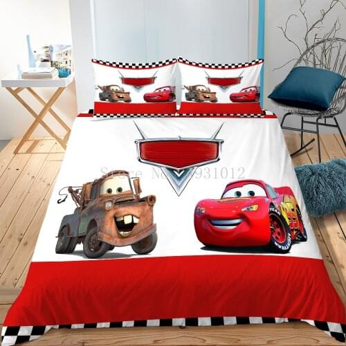 Lightning McQueen Car Bedding Set for Kids Bedroom Decor King Quilt Duvet Cover Set Single Bed Sheet Boys Home Childrens Linen