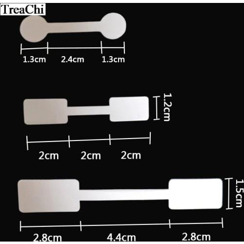 Wholesale Adhesive Paper Jewelry Ring Tag White Dumbbell Ring Tag Rectangle Jewelry Sticker Label Tag 50pcs/100Pcs