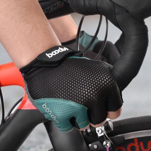 Boodun Breathable Cycling Gloves Non-slip MTB Road Bike Gloves Mountain Triathlon Half Finger Gloves Summer Gym Fitness Gloves