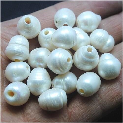 10pcs white cultured freshwater pearl beads 12-13mm big hole 3.0mm inner hole loose beads for women bracelets making