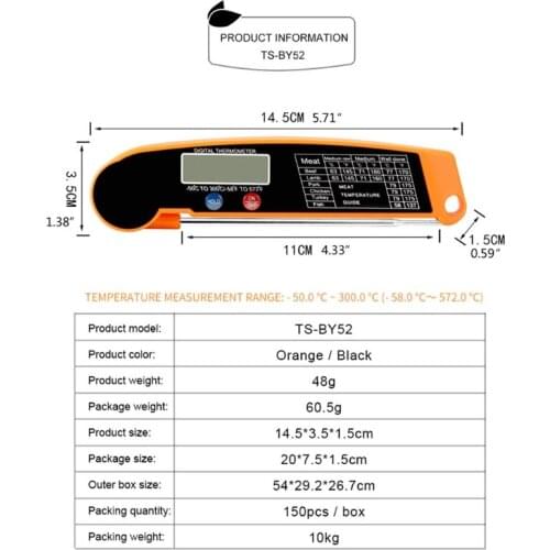 Instant Read Digital Meat Thermometer Waterproof Kitchen Cooking Food Thermometer with Probe Backlight Best Quick Grill