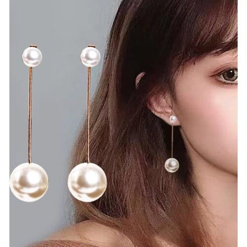 European and American time simple fringed temperament pearl earrings ladies students long earrings