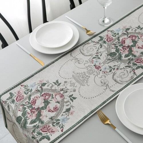 European Classical Jacquard Table Runners Flower White Blue Throw Runners Dining Table Shoe Cabinet Covers Simplicity Cloth