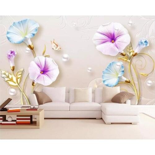 Beibehang Custom photo wallpaper mural 3D embossed jewelry tulip flowers European TV background wall wall papers home decor