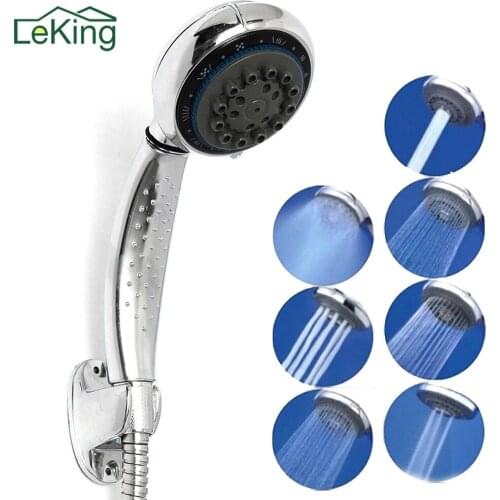 7 Mode Function Chrome Shower Head Handset Anti-limescale Large Universal