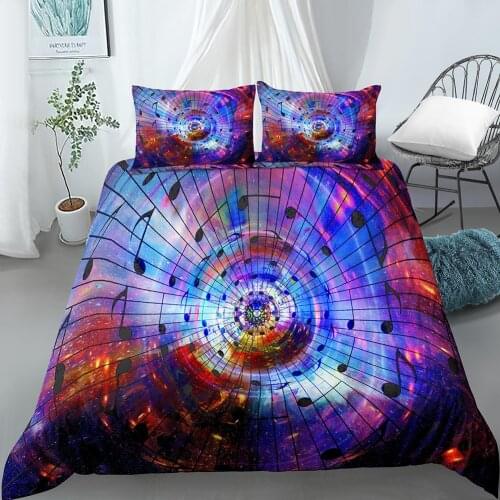 3D Colorful Music Note Bedding Set Mystic Duvet Cover Twin Polyester Comforter Cover Queen King Size Pillow Case
