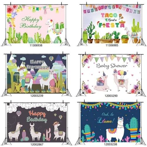 Cute Alpaca Llama Birthay Party Background Happy Decortion For Kids Baby Shower Happy Birthay Party Decoration Supplies BR47