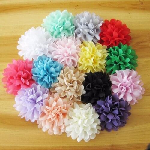 Cute 15pcs/lot 4" Soft Chiffon Flowers Flatback Flet Flower for Apparel Hair Accessories Fabric Flowers for Diy Baby Headbands