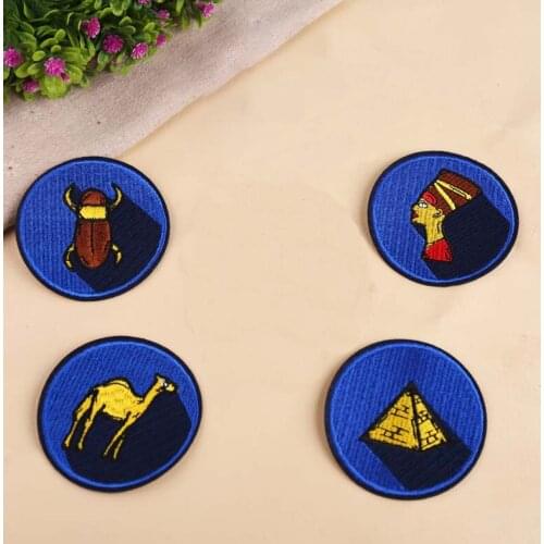 Fashion Egypt Pharaoh Pyramid Patch Embroidered Clothes Label Badge Iron on Patches Clothing Diy Badges Sewing Appliques