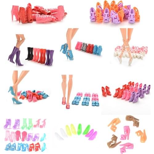 Fashion 10Pairs Fashion Colorful Sandals Copy Crystal High Heels Shoes For Doll Clothes Dress Prop Accessories