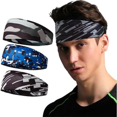 Mens Camouflage Hair Headband Anti-sweatband Headband Stretch Wrap Stretch Sports Gym Football Basketball Sweatband