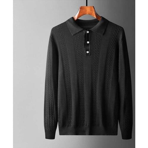 Spring 2021 Mens Sweater Polo Simple Style High Quality Cotton Knitted Long Sleeve Pullover Mens 4XL Fall
