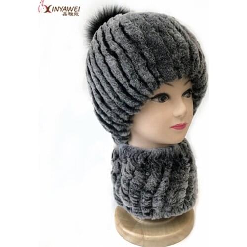 Real woman Rex rabbit fur cap russian winter knitted rabbit fur hat women rabbit fox fur Skullies bonnets