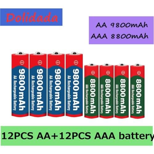 New 1.5V AA 9800 mAh+1.5V AAA 8800 mAh Alkaline1.5V Rechargeable Battery For Clock Toys Camera battery