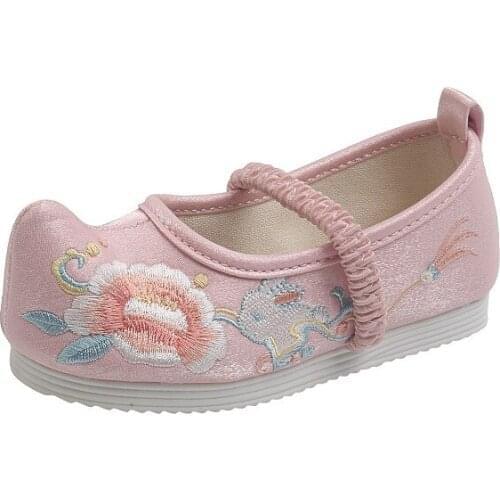 2021 New Girls Warped Head Cloth Shoes Ethnic Style Tendon Bottom Childrens Shoes Chinese Style Dance Shoes Costume Shoes Hot