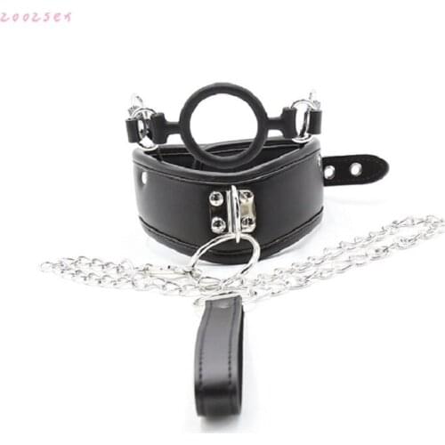Fetish Bondage Collar with mouth Gag Sex Slave Games Sex toys for couples adult games Mouth Harness