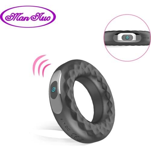 Rechargeable Vibrating Penis Ring Time Delay Ejaculation Cock Ring Lock Penis Erection Vibrator Lasting Erotic Sex Toys for Men