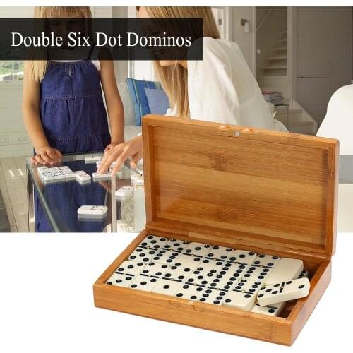 Entertainment Playing chess Double Six Dominoes Set Recreational Travel Game Toy Black Dots Dominoes for Play fun