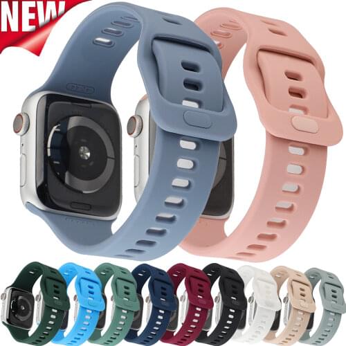 Silicone Rubber Replacement Band For Apple Watch 4 5 6 SE 40mm 44mm Soft Sport Strap for iWatch Series 5 4 3 2 1 38MM 42MM