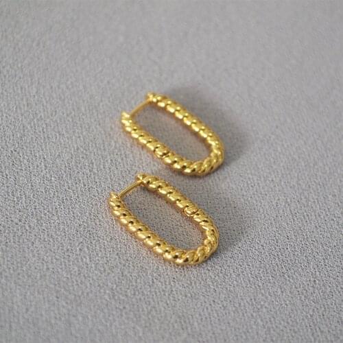 Korean version brass fashion simple hemp flower geometric rectangular U-word earring earring temperament woman