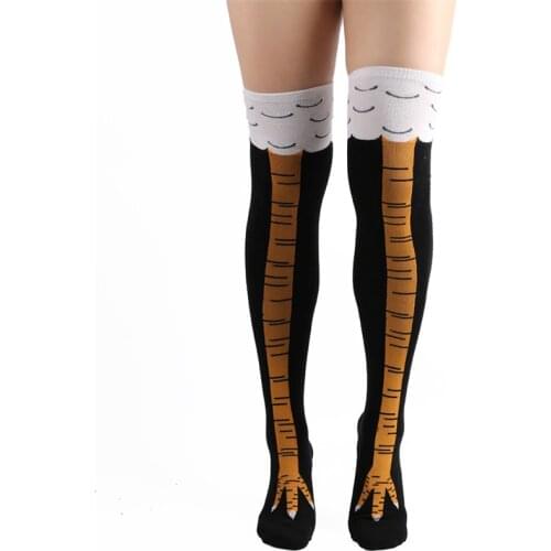 Winter Autumn Women 3D Chicken Print Funny 3D Cartoon Thigh High Sock Fashion Cute Ladies Thin Toe Feet Cosplay 1 Pair
