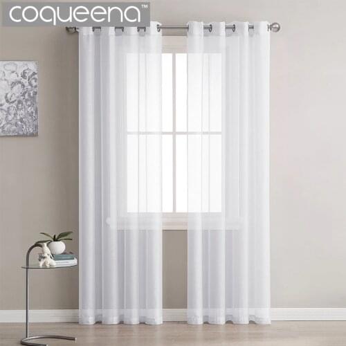 Modern Plain White Sheer Curtains Kitchen Voile Tulle Curtains for Living Room Bedroom Door Window Custom Ready Made, 1 Panel