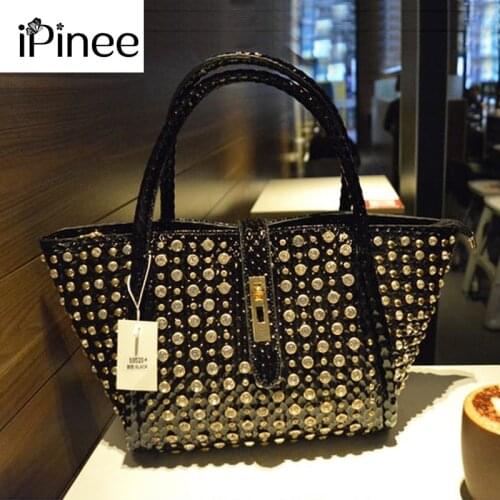 IPinee Rhinestones Crossbody Bags For Women Patent Leather Luxury Handbags Women Bag Designer Ladies Messenger Bag Sac A Main