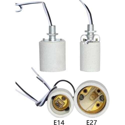 LED Light Ceramic Screw Heat Resistant Adapter Home Use Socket Decoration Round For Bulb Lamp Base With Cable Holder E27 E14