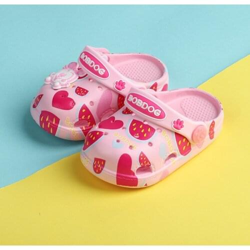 New Girls Slippers Non-slip Childrens Printed Indoor and Outdoor Lightweight Hole Shoes Boys and Girls Cartoon Print Cute Flat