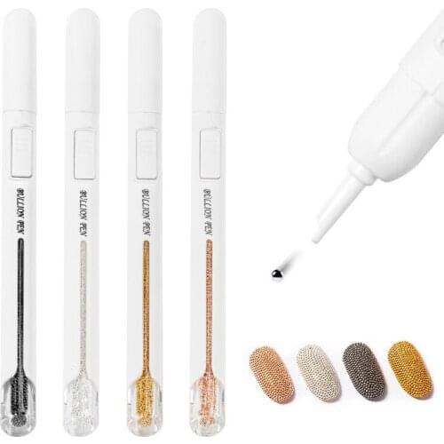 Dotting Pen for Nails Bullion Nail Pen Beads Nait Art Painting Drawing Pen DIY Manicure Decorations for Women Beauty Salon(Gold)