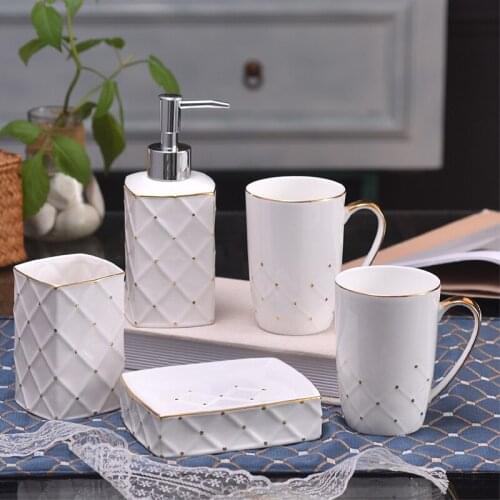 Upscale European-style Bathroom Wash Set Bathroom Household Bathroom Five-piece Bathroom Bath Mug Cup Set