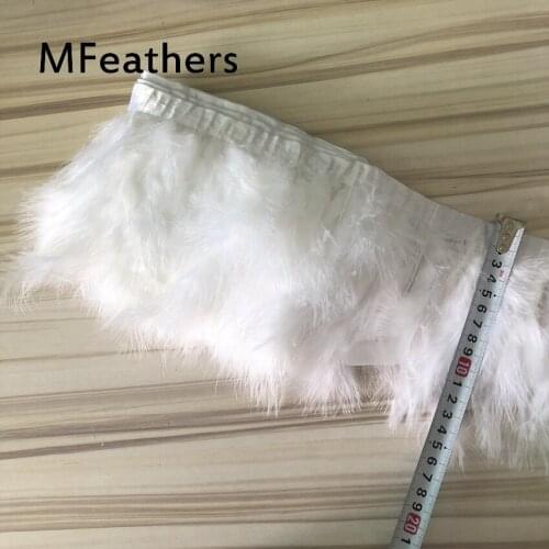 10 Meters/pack White Turkey Marabou Feather Trim Feather Fringe, Fringe Satin Ribbon, Costume,6-8inches wide cloth accessorys