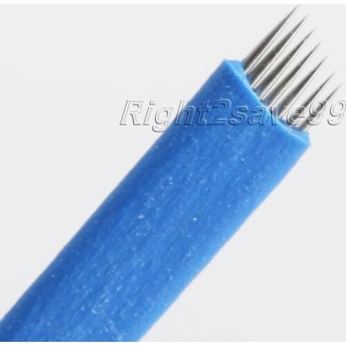 10pcs 7 pin Tattoo Needles Blue 3D Eyebrow Microblading Permanent Makeup Embroidery 7Pins Sterilized Stainless Steel Sobrancelha