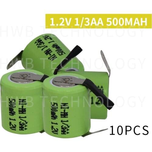 10 Pieces/lot KX Original New 1.2V 1/3AA 500mAh Ni-Mh 1/3 AA Ni-Mh Rechargeable Battery With Pins Free Shipping