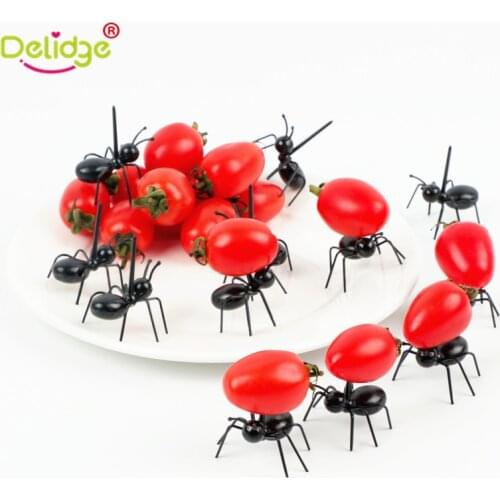 Delidge 12pcs/set Mini Ant Fruit Forks Plastic Reusable Cake Dessert Cherry Tomato Forks Party Decoration Kids Gift Tableware