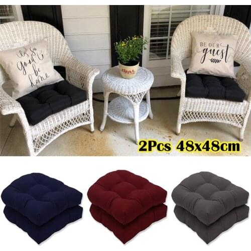 2Pcs Garden Furniture Patio Wicker Outdoor Chair Cushions Fit Seat Pads Replacement Cushions 48x48cm Cushion Pillow Decorativos
