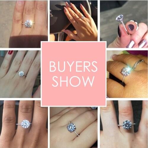 2019 Classic Luxury Real Solid 925 Sterling Silver Ring 3Ct 10 Hearts Arrows Zircon Wedding Jewelry Rings Engagement For Women