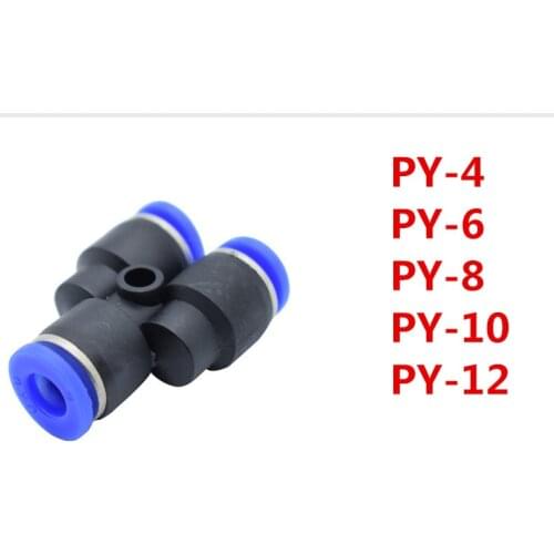 5 Pcs 6mm to 6mm OD Tube Y Shaped Plastic Pipe Fitting 3 Way Tee Quick Joint Air Pneumatic Push in Fittings