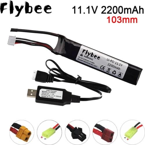 3S Water Gun Lipo Battery 11.1V 2200mAh with Charger Tamiya Plug for Mini Airsoft BB Air Pistol Electric Toys Gun RC Parts#103mm