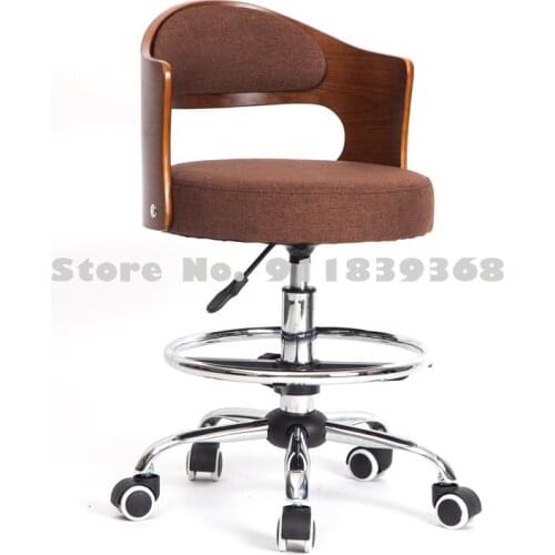 European Style Bar Chair Solid Wood Back Lift High Stool Cashier Bar Stool Modern Simple Bar Chair Household Swivel Chair