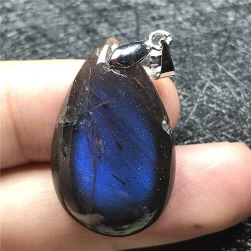 Top Natural Labradorite Pendant For Woman Man Blue Light Crystal 29x18x7mm Moonstone Stone Beads Silver Fashion Jewelry AAAAA
